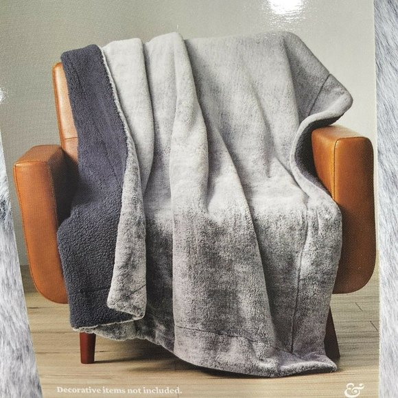 Better Homes & Gardens Other - Better Homes & Gardens Blanket Faux Fur & Sherpa Throw 60" Gray Wolf Animal Nwt